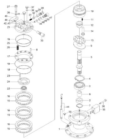 Borsinda Parts XKAY-00635 Rotary Kits for Hyundai Swing Motor PC210-7(pic1)
