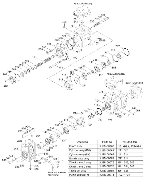 Borsinda Kawasaki K3V112DT Rotary kits for Hyundai R210-7 Hydraulic Pump Repair Kits (pic1)