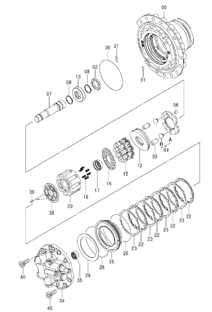 Hitachi Travel Motor Repair Kits HMGE36EA HMT36EA HMT40 HMGF40EA(pic1)
