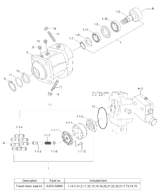 R200W-7 Travel Motor Part 31N6-45011 31N6-45012 Rotary Group XJDD-00109 XJDD-00121(pic1)